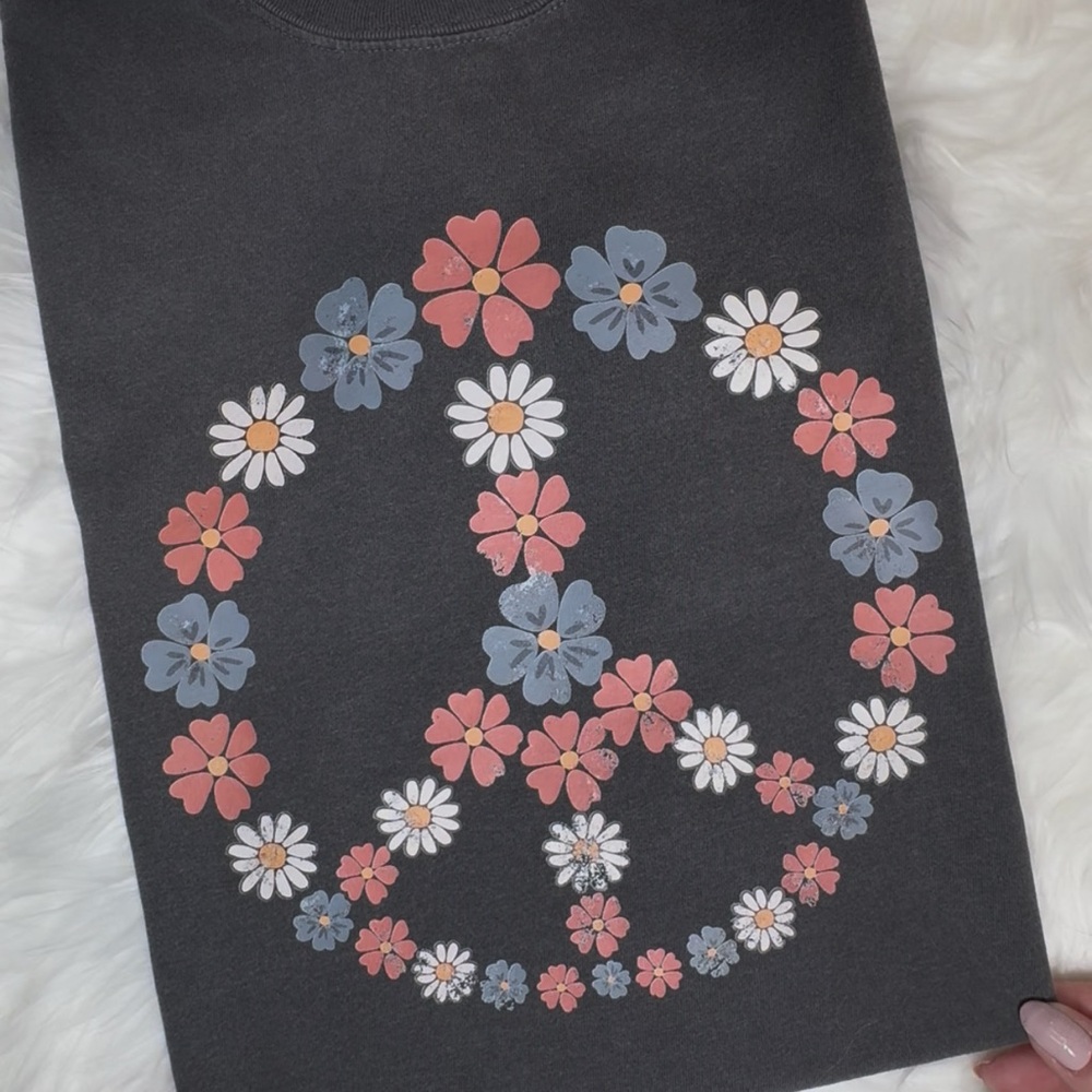 Floral Peace Sign Graphic Tee